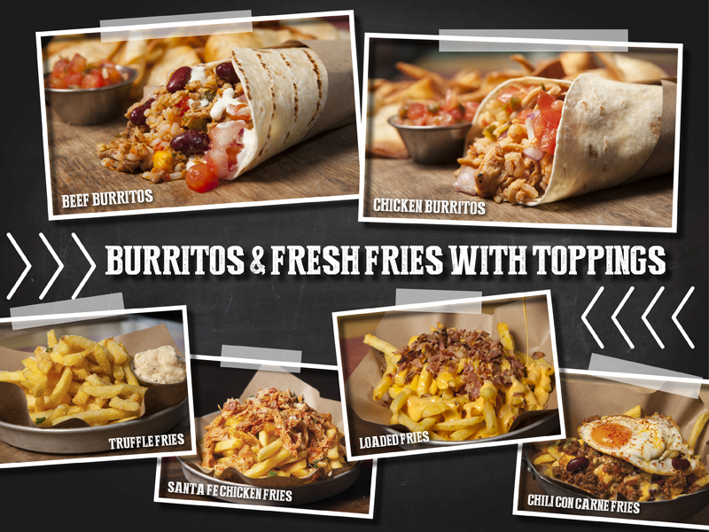 Burritos & Fresh Fries With Toppings Burritos & Fresh Fries With Toppings