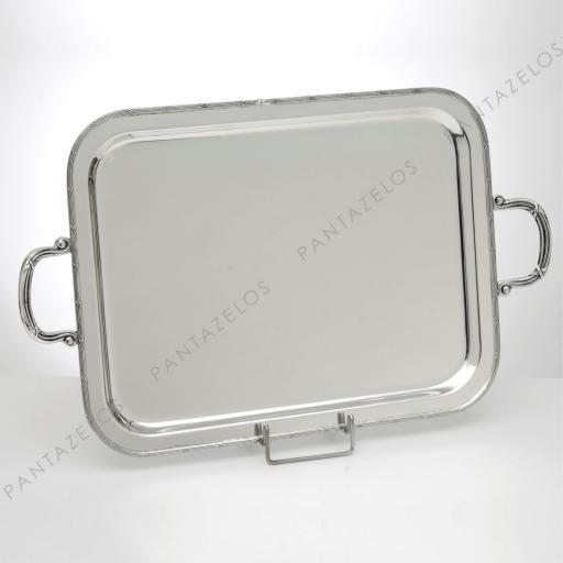 SILVER PLATED TRAY , DIMENSION 43X33 CM WITH DECOR 