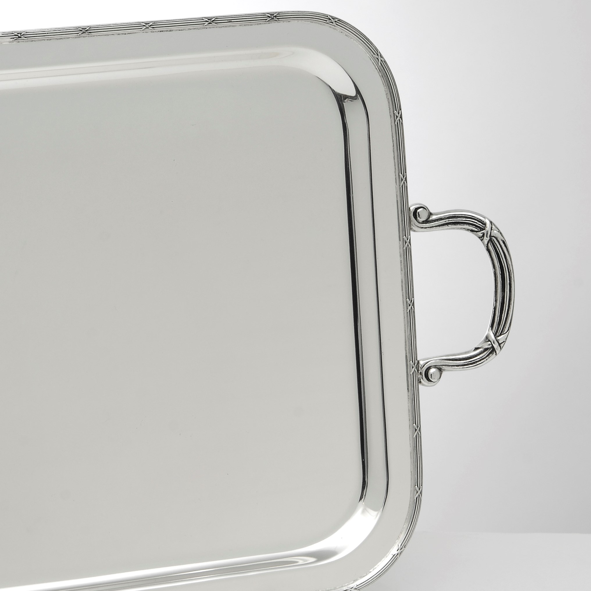 SILVER PLATED TRAY , DIMENSION 43X33 CM WITH DECOR 