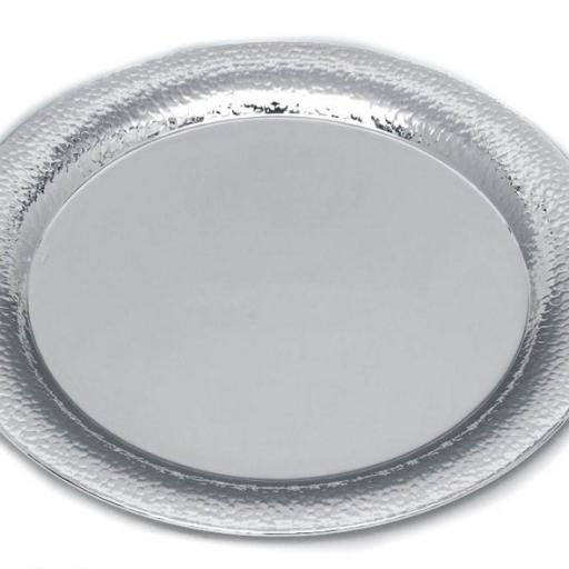 SILVER PLATED TRAY, ROUND, D. 30 CM ,HAMMERED 