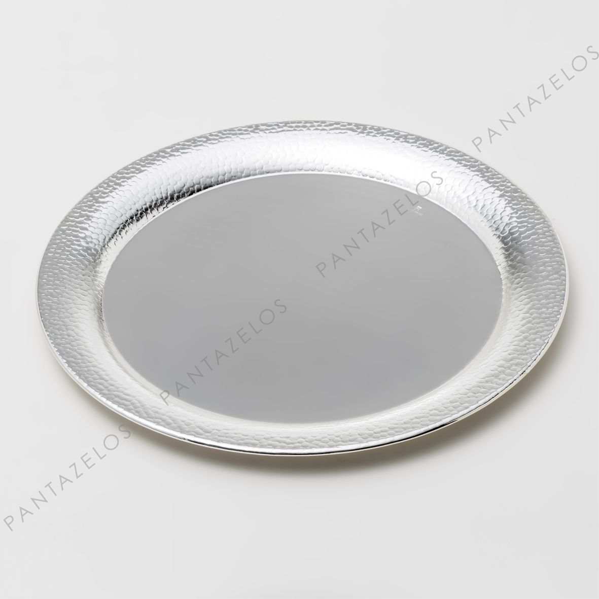 SILVER PLATED TRAY, ROUND, D. 30 CM ,HAMMERED 