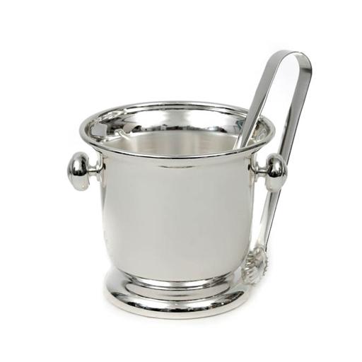 SILVER PLATED ICE BUCKET WITH ICE TONGUE