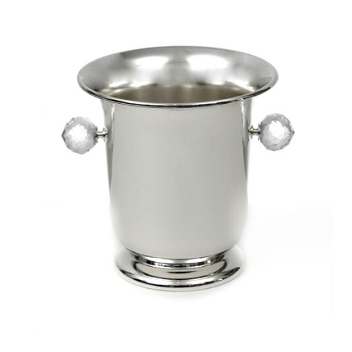 SILVER PLATED CHAMPAGNE BUCKET WITH CRYSTAL HANDLES