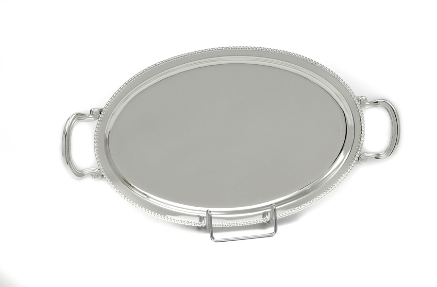 SILVER PLATED TRAY , OVAL , D. 36 X 23 CM WITH DECOR ''ROPE''  