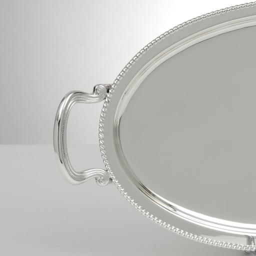 SILVER PLATED TRAY , OVAL , D. 36 X 23 CM WITH DECOR ''ROPE''  