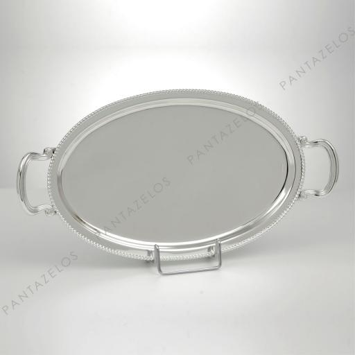 SILVER PLATED TRAY , OVAL , D. 36 X 23 CM WITH DECOR ''ROPE''  