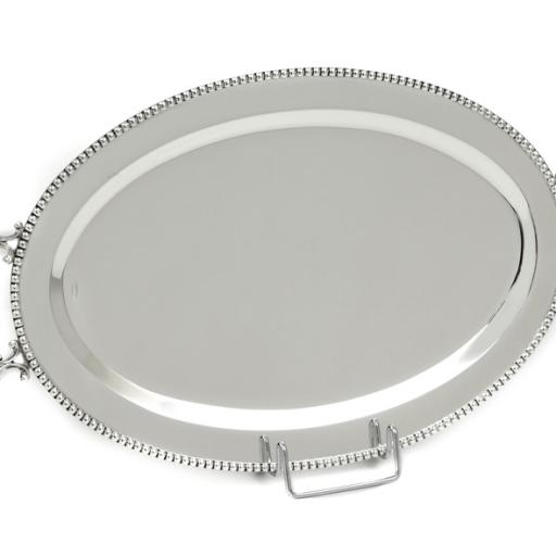 SILVER PLATED TRAY, OVAL , 36 X 23 CM WITH DECOR 