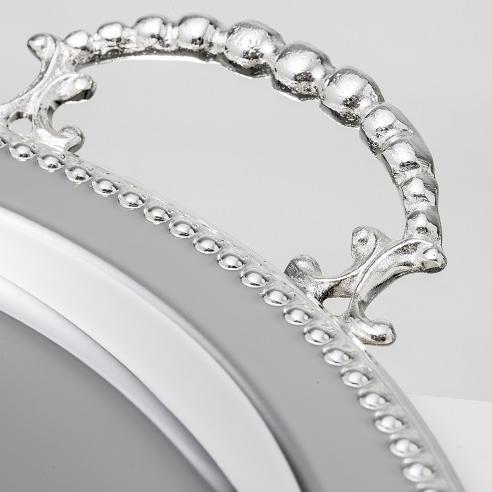 SILVER PLATED TRAY, OVAL , 36 X 23 CM WITH DECOR 