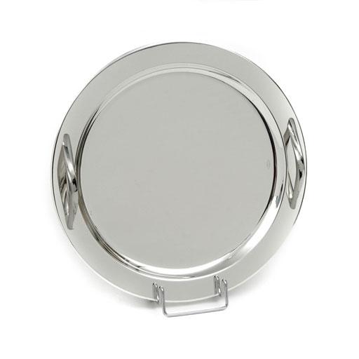 SILVER PLATED TRAY , ROUND , D.40 CM WITH HANDLES
