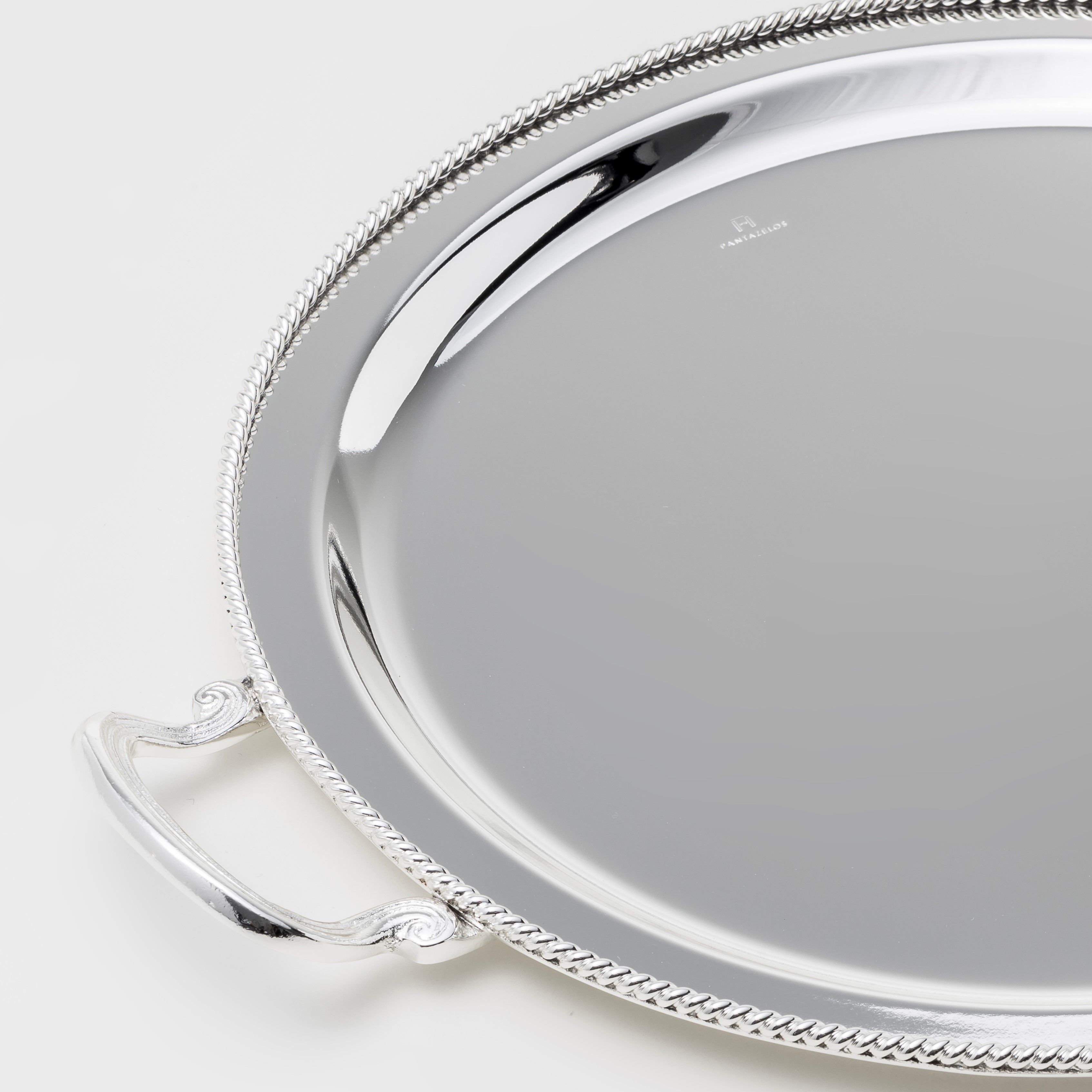 SILVER PLATED TRAY, ROUND ,D.40 CM WITH DECOR ''ROPE''
