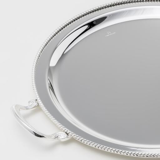 SILVER PLATED TRAY, ROUND ,D.40 CM WITH DECOR ''ROPE''