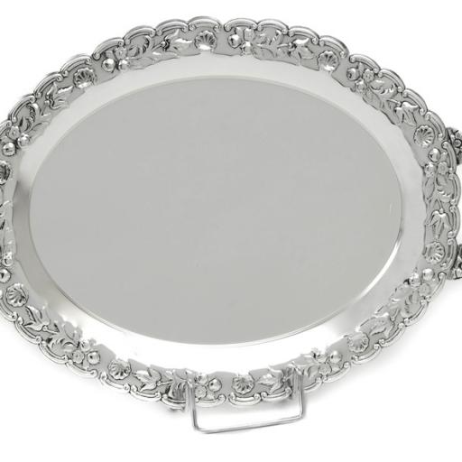 SILVER PLATED TRAY OVAL , DIMENSION 48X35 CM WITH 