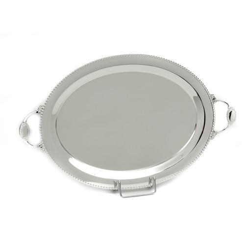 SILVER PLATED OVAL TRAY , DIMENSION 48X35 CM WITH DECOR