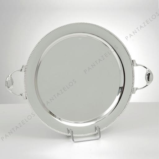 SILVER PLATED ROUND TRAY D.34 CM WITH DECOR ''ROPE''