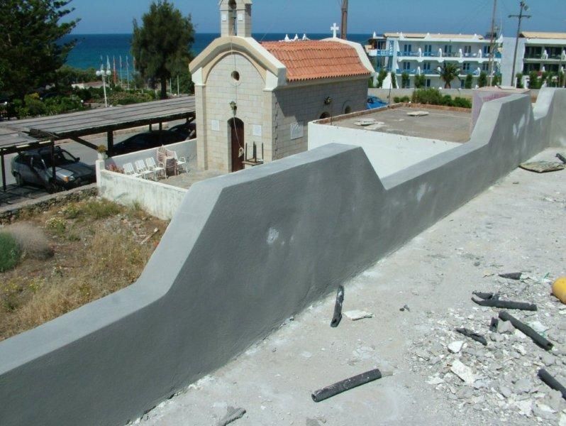 Επισκευές οπλισμού, επιχρίσματα ψιλά, μονώσεις τοίχων, χρωματισμός.